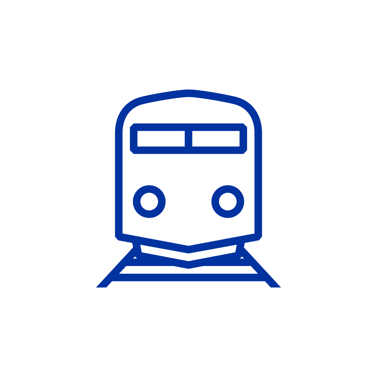 A blue train outline.